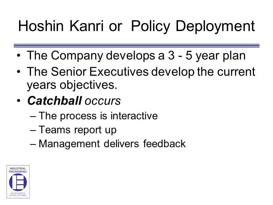 Hoshin Kanri or Policy Deployment