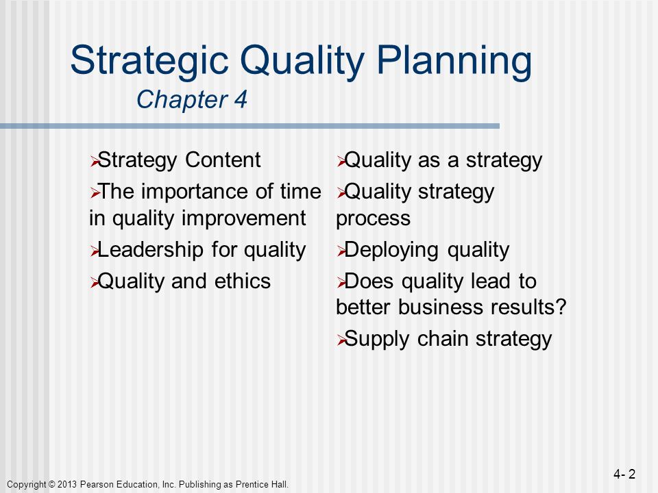 Strategic Quality Planning Chapter 4