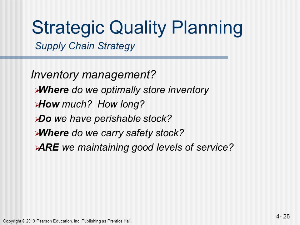 Strategic Quality Planning Supply Chain Strategy