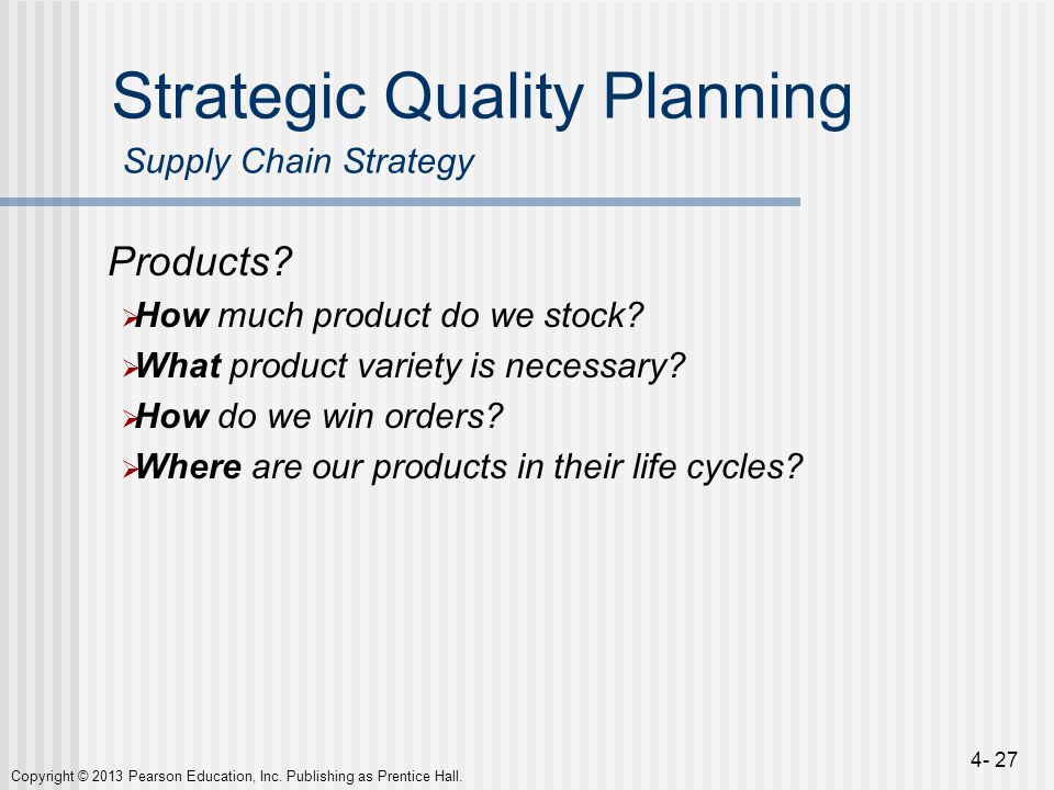 Strategic Quality Planning Supply Chain Strategy