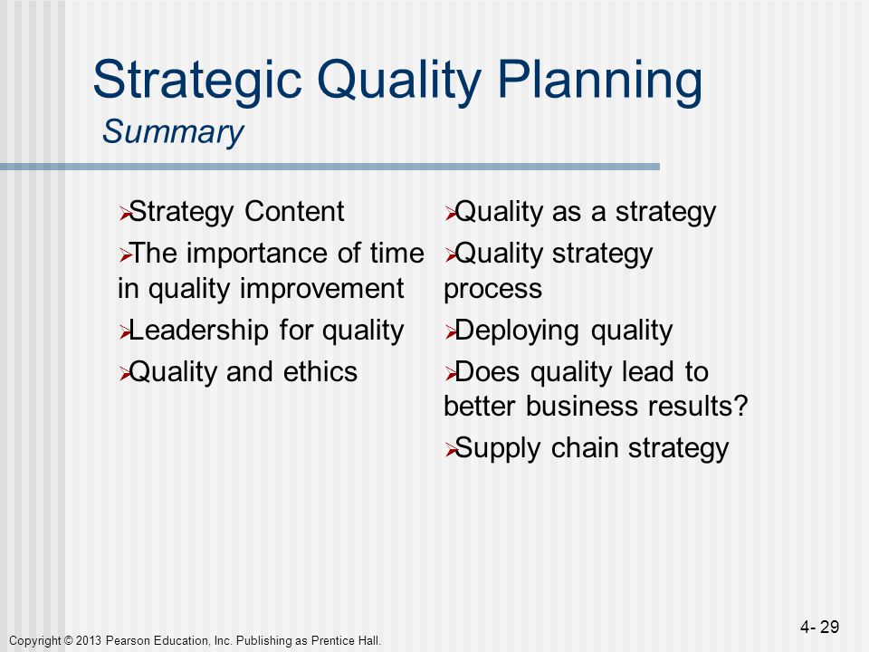 Strategic Quality Planning Summary