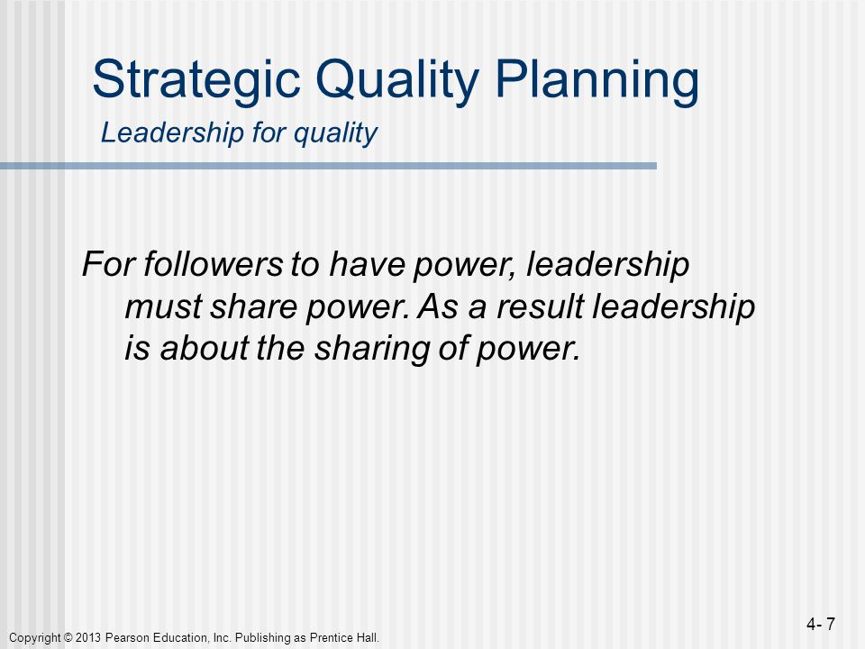 Strategic Quality Planning Leadership for quality