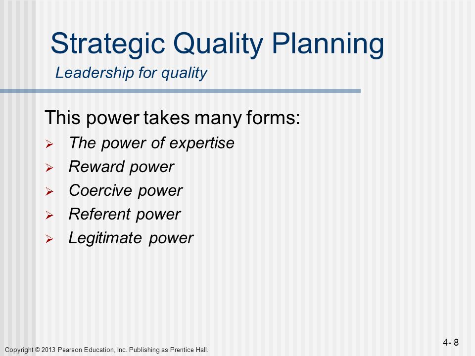 Strategic Quality Planning Leadership for quality
