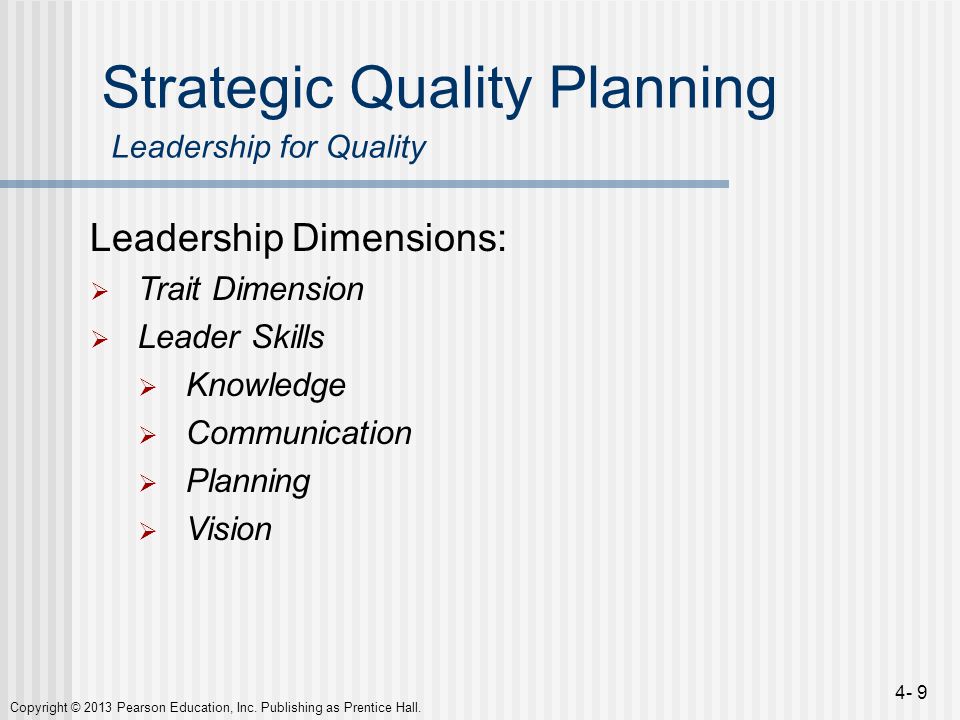 Strategic Quality Planning Leadership for Quality