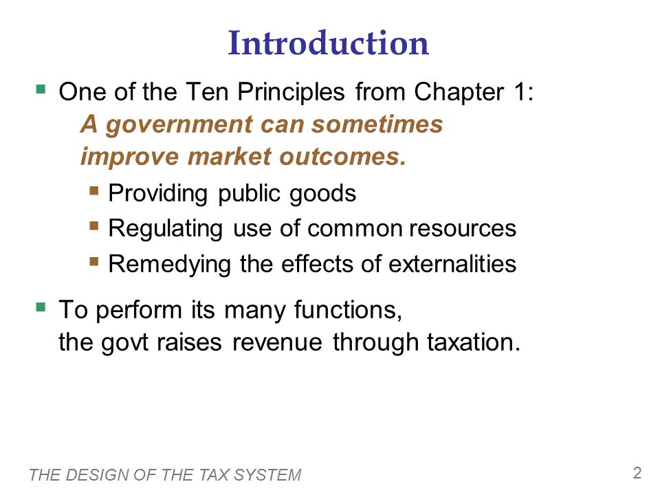 Introduction Lessons about taxes from earlier chapters: