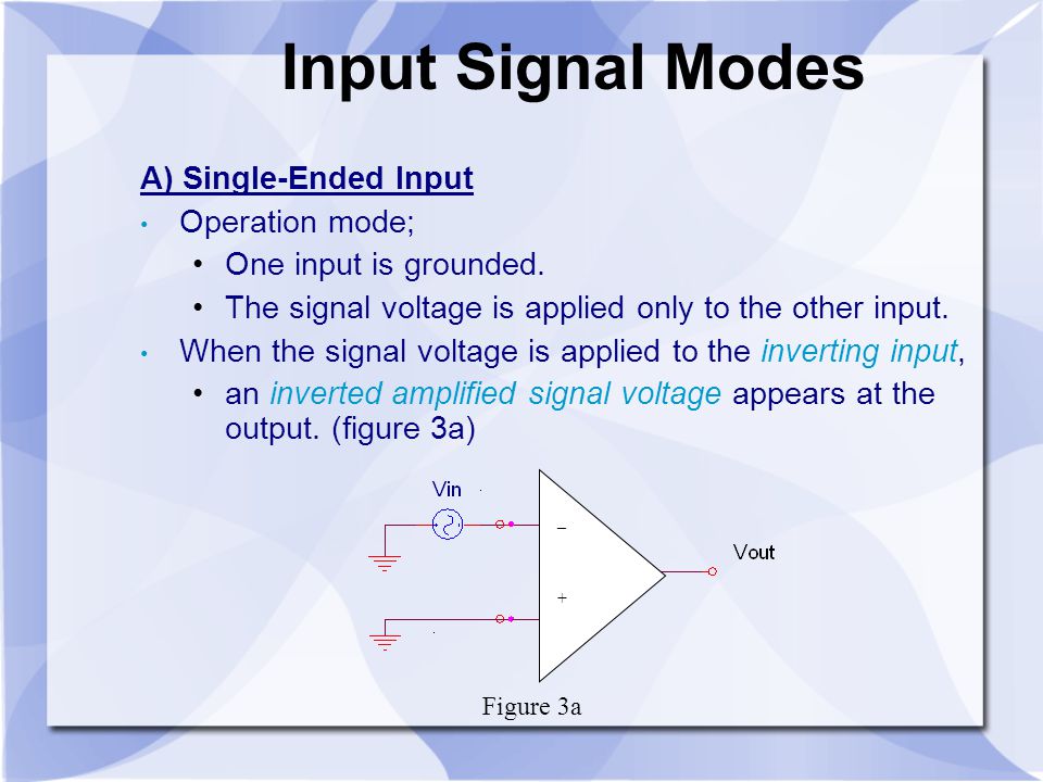 Input Signal Modes A) Single-Ended Input Operation mode;