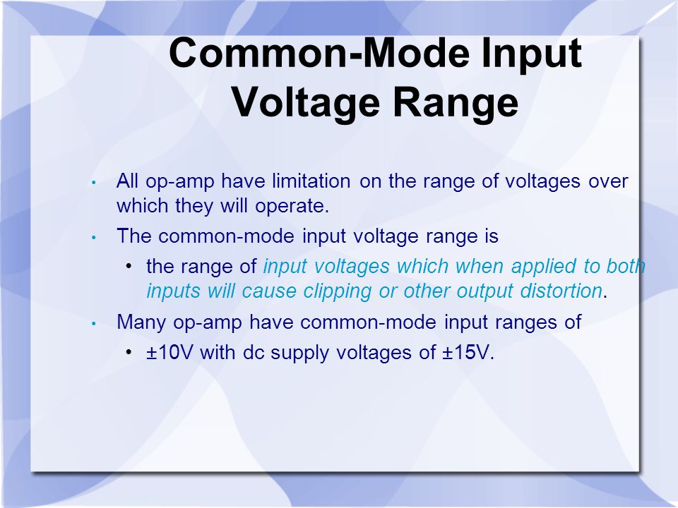 Common-Mode Input Voltage Range