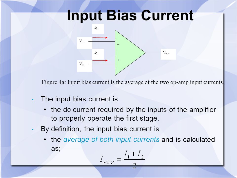 Input Bias Current The input bias current is