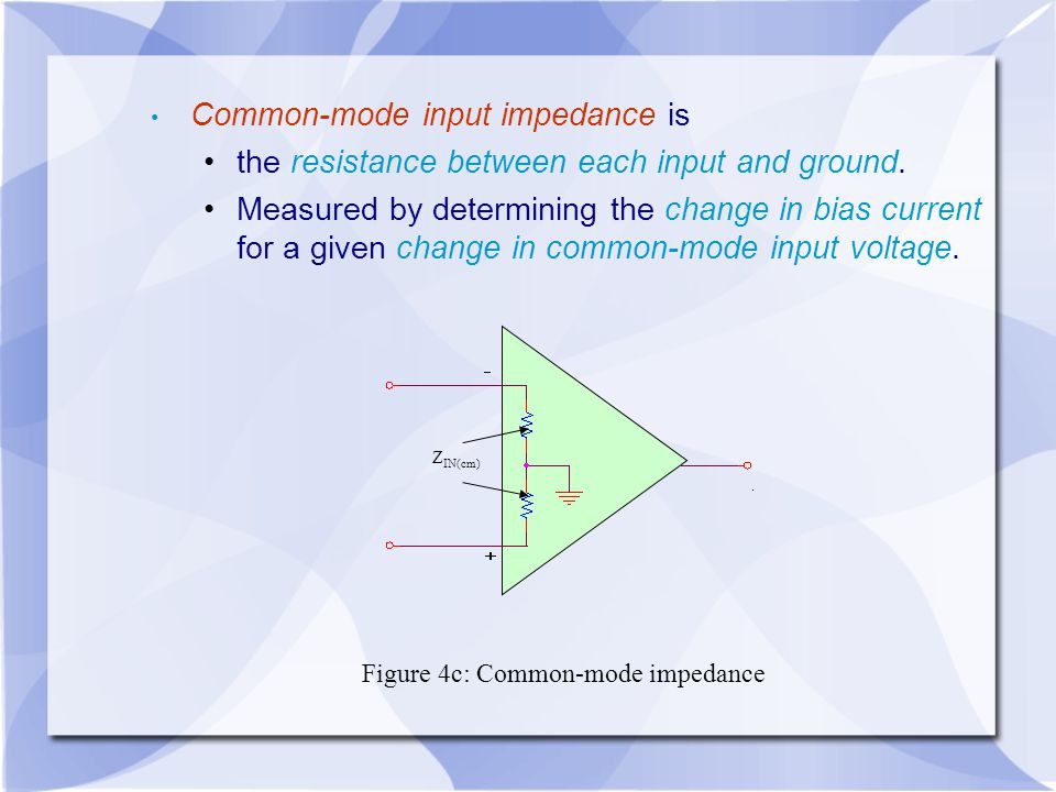 Common-mode input impedance is