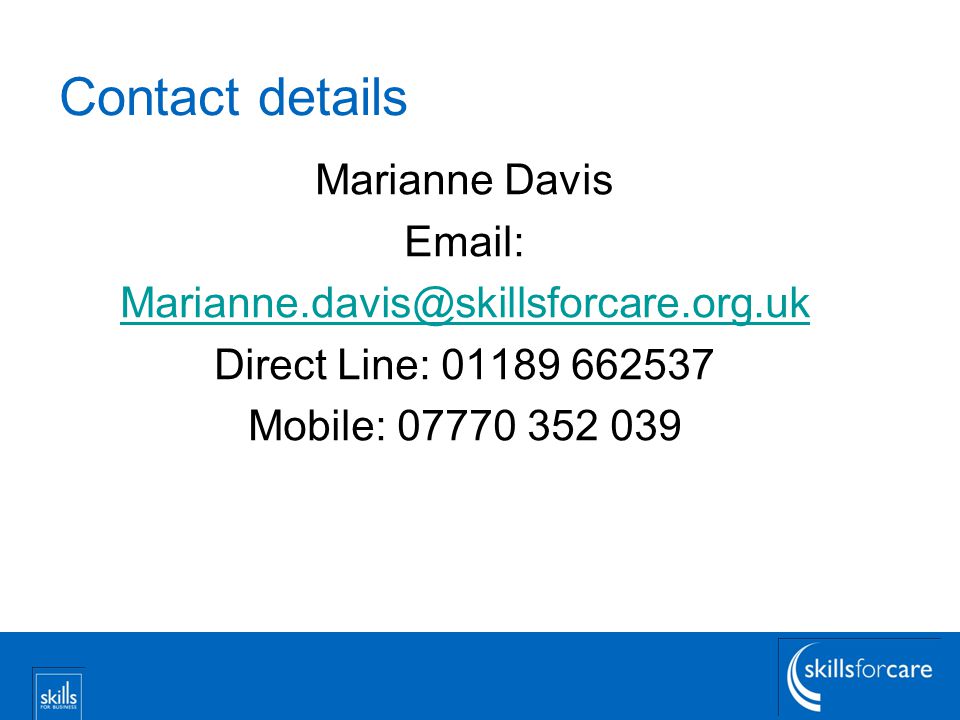 Contact details Marianne Davis