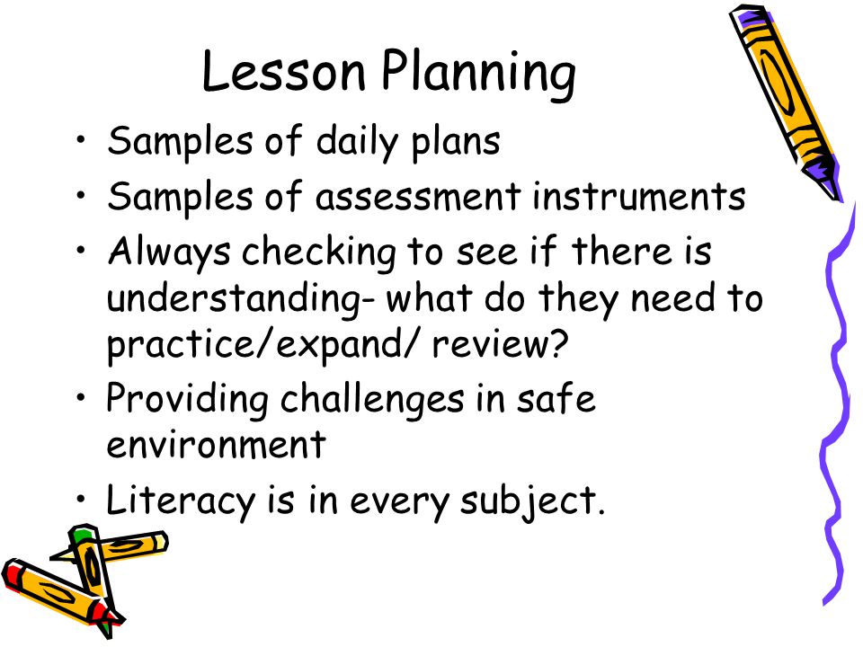 Lesson Planning Samples of daily plans
