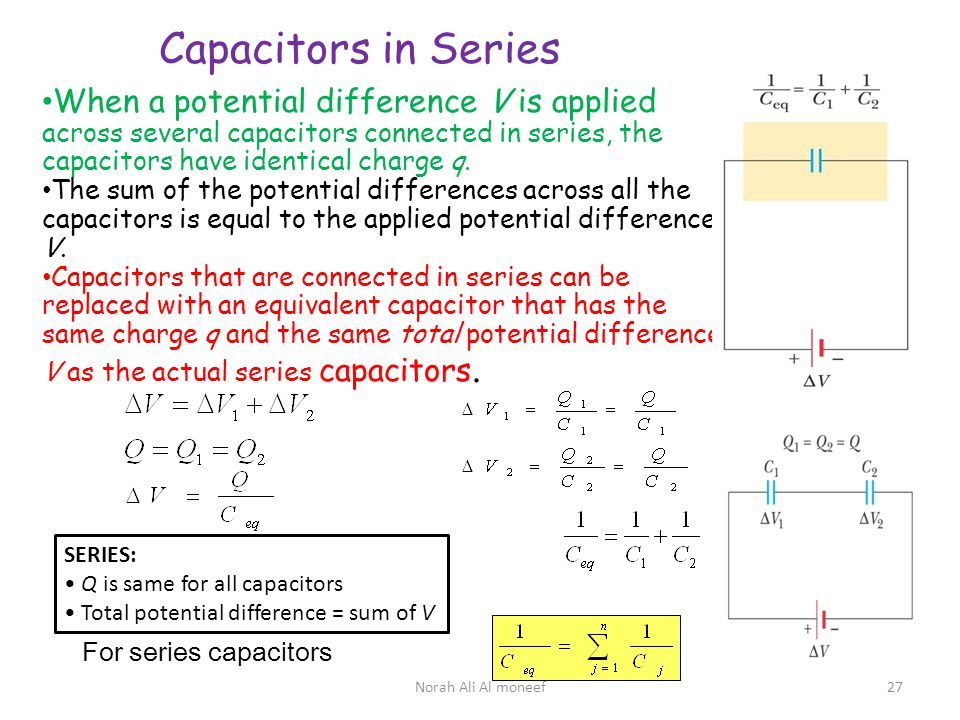 ...the capacitors have identical charge q. 