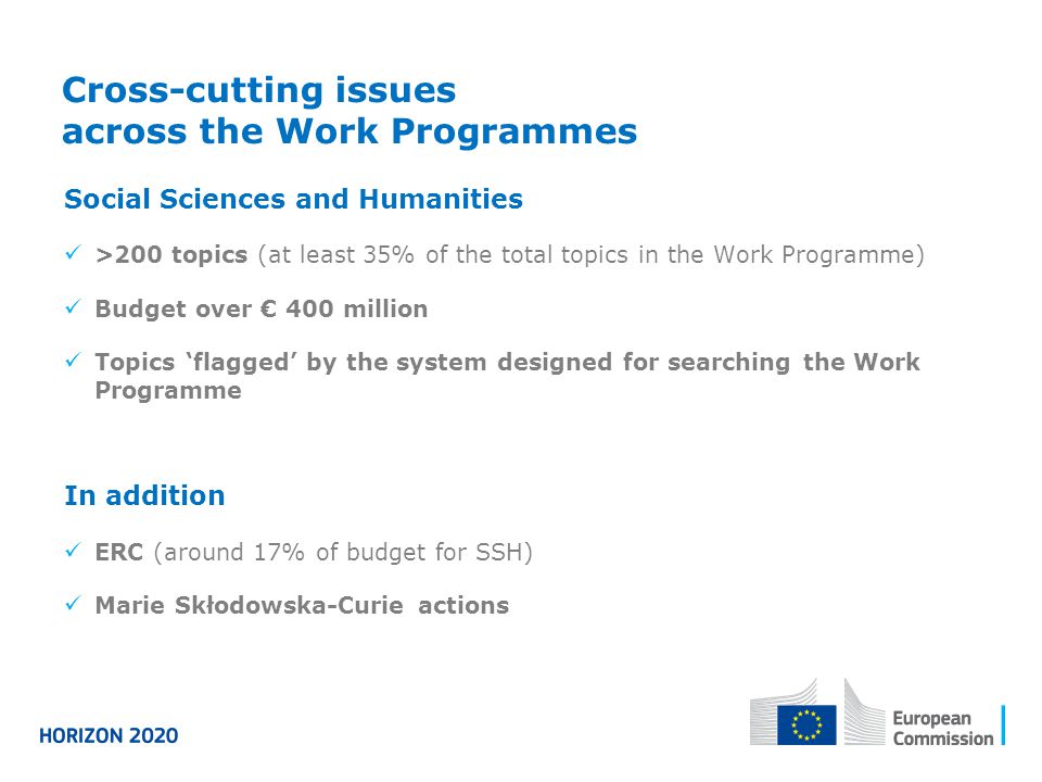 Cross-cutting issues across the Work Programmes