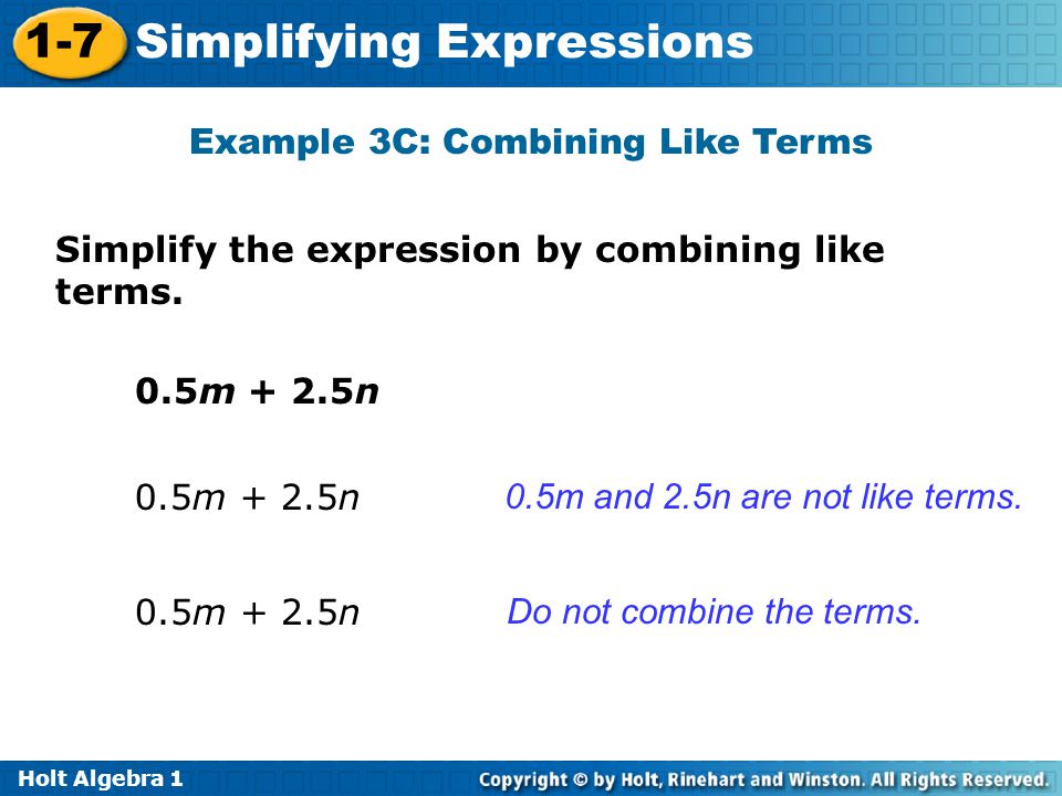 Example 3C: Combining Like Terms