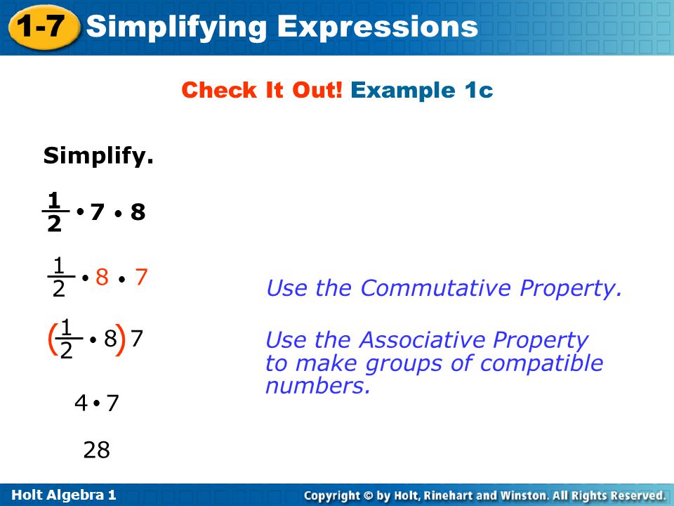 ( ) Check It Out! Example 1c Simplify • • 7