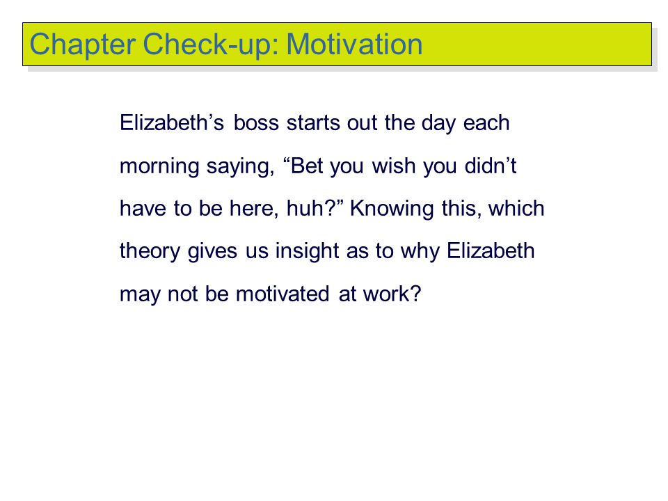 Chapter Check-up: Motivation