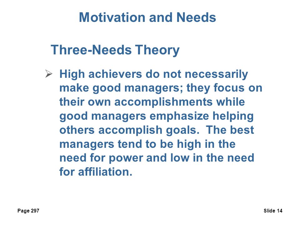 Motivation and Needs Three-Needs Theory