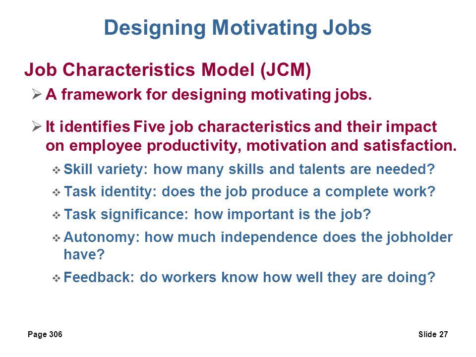 Designing Motivating Jobs
