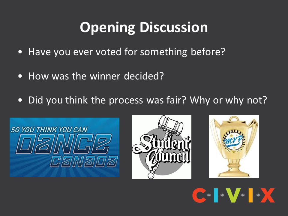 Opening Discussion Have you ever voted for something before
