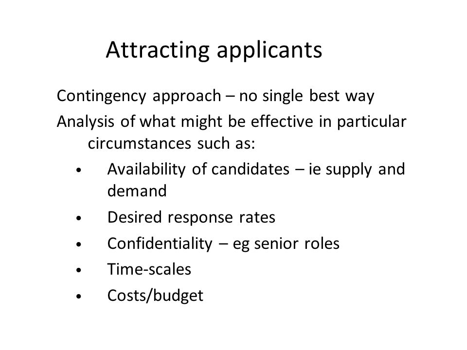 Attracting applicants