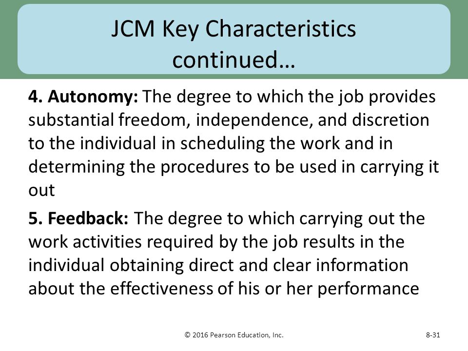 JCM Key Characteristics continued…