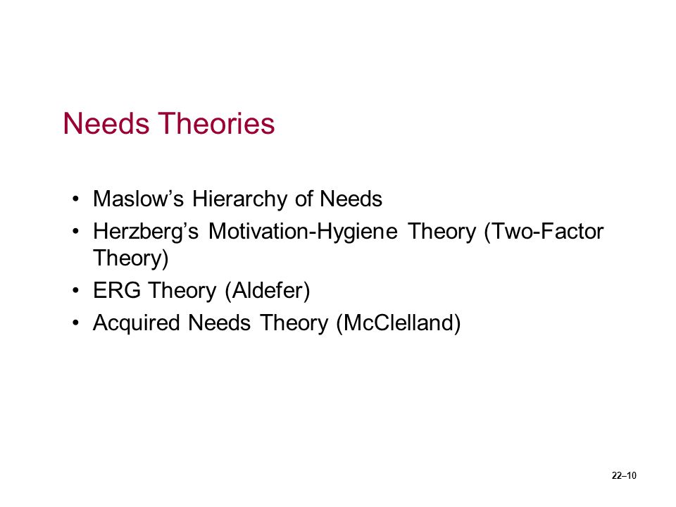 Needs Theories Maslow’s Hierarchy of Needs