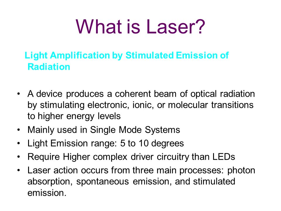 Laser (Light Amplification by Stimulated Emission of Radiation) - ppt video online download