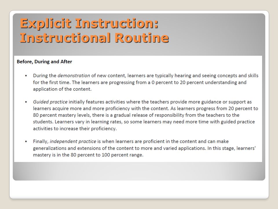 Explicit Instruction: Instructional Routine