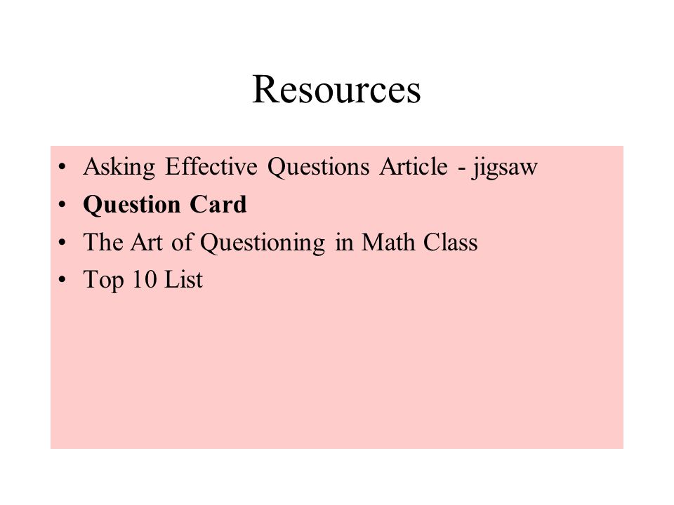 Resources Asking Effective Questions Article - jigsaw Question Card