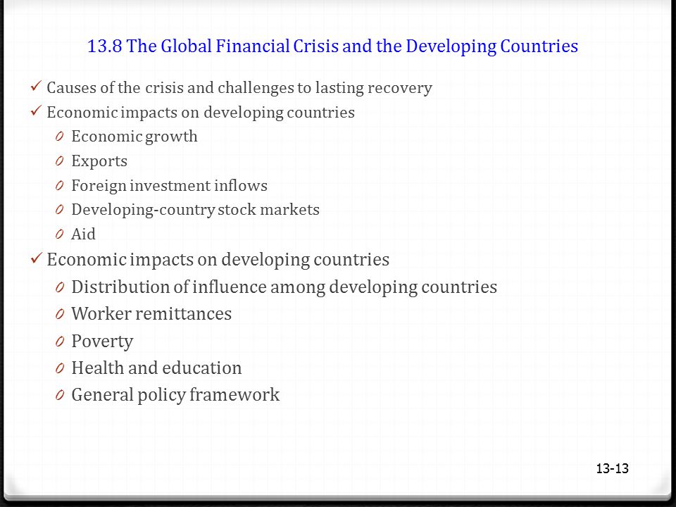 13.8 The Global Financial Crisis and the Developing Countries