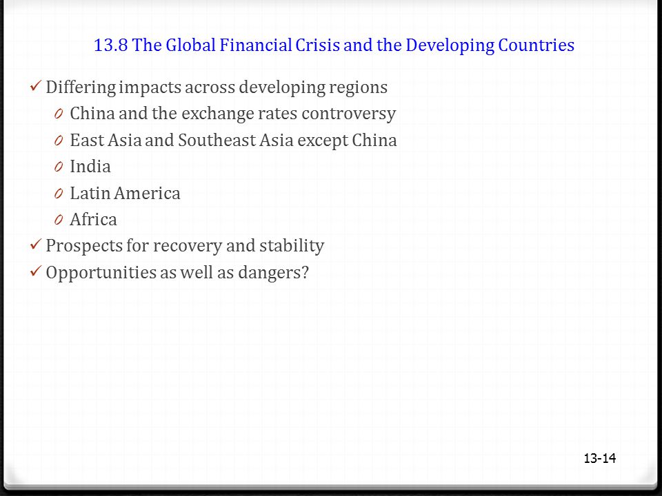 13.8 The Global Financial Crisis and the Developing Countries