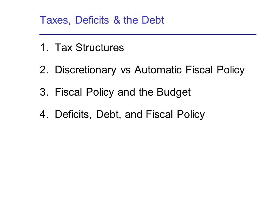 Taxes, Deficits & the Debt