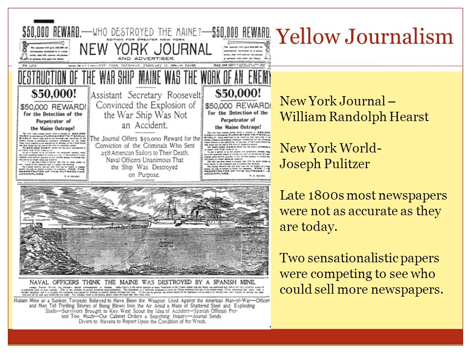 Yellow Journalism New York Journal – William Randolph Hearst