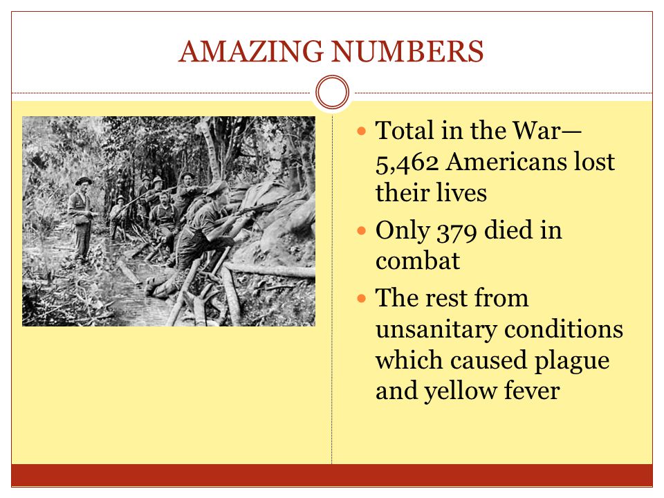 AMAZING NUMBERS Total in the War—5,462 Americans lost their lives