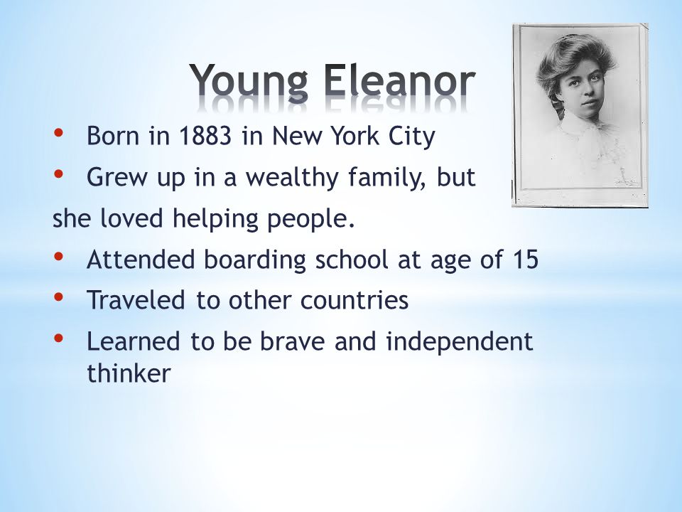 Young Eleanor Born in 1883 in New York City