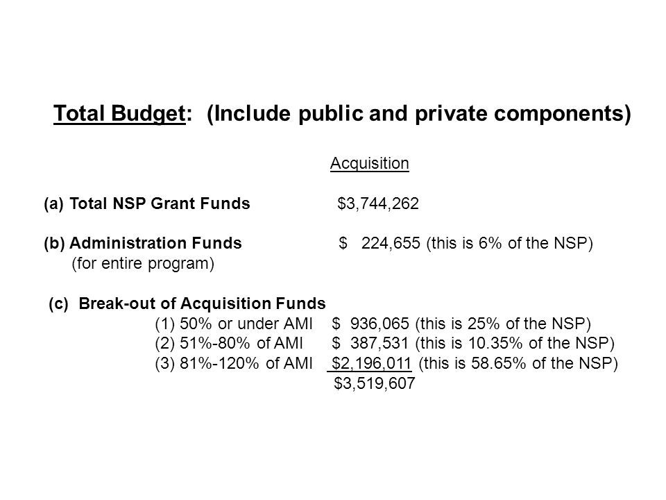 Total Budget: (Include public and private components)