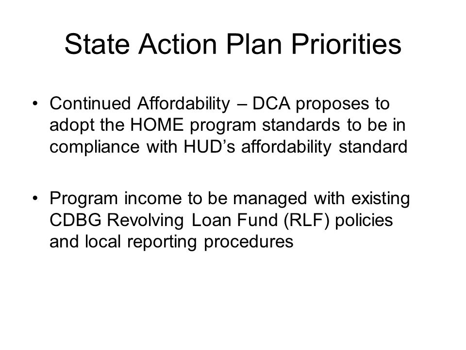 State Action Plan Priorities