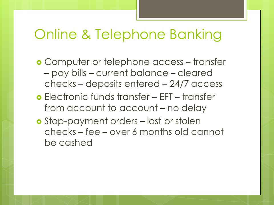 Online & Telephone Banking