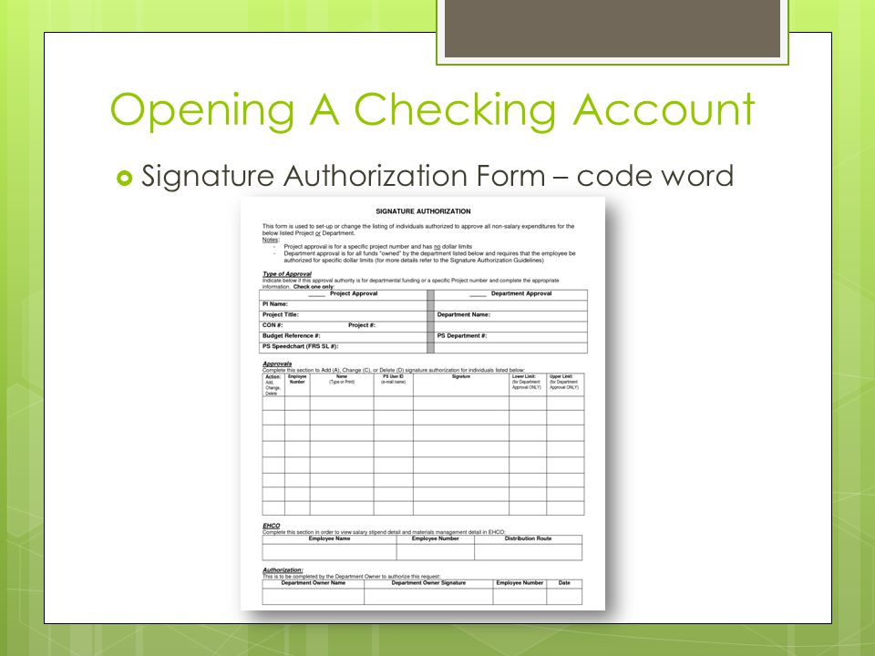 Opening A Checking Account