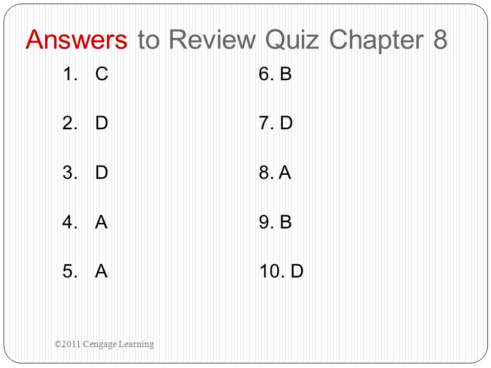 Answers to Review Quiz Chapter 8