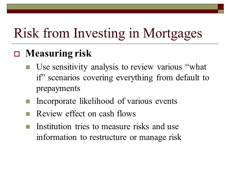 Risk from Investing in Mortgages
