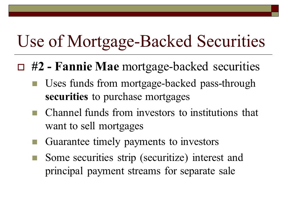 Use of Mortgage-Backed Securities