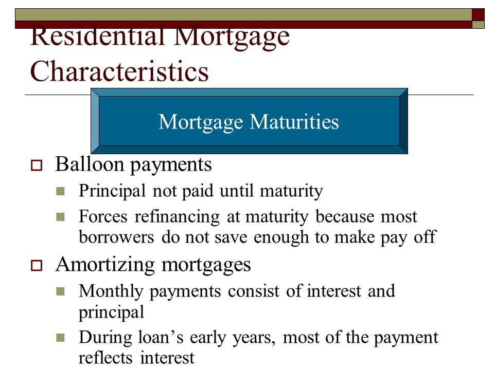 Residential Mortgage Characteristics