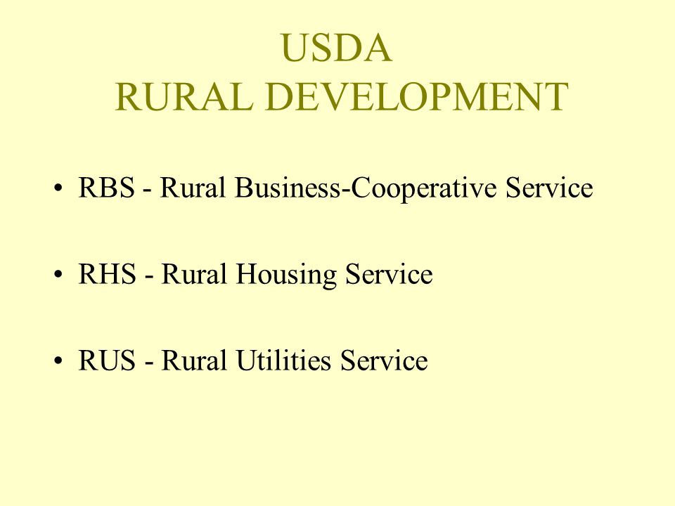 USDA RURAL DEVELOPMENT