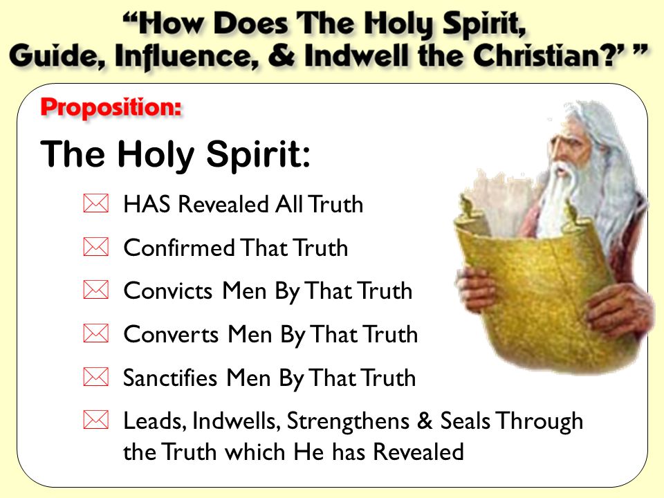 The Holy Spirit: HAS Revealed All Truth Confirmed That Truth