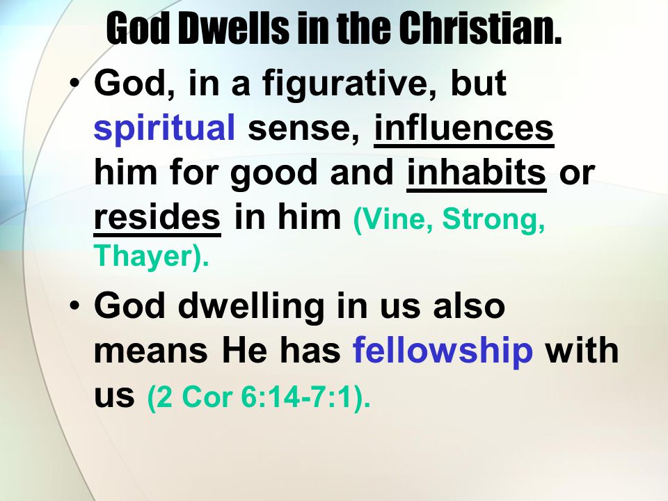 God Dwells in the Christian.