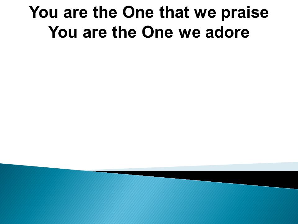 You are the One that we praise You are the One we adore