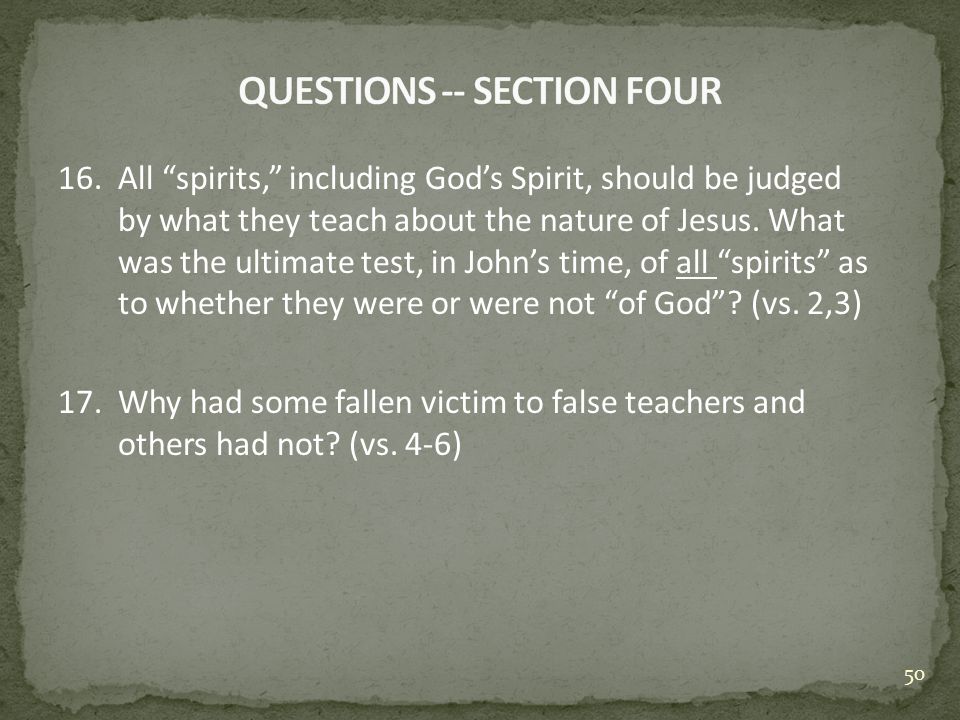 QUESTIONS -- SECTION FOUR