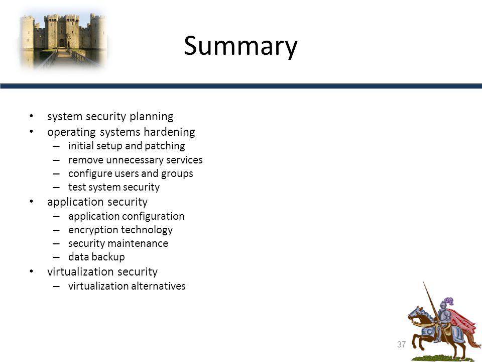 Summary system security planning operating systems hardening