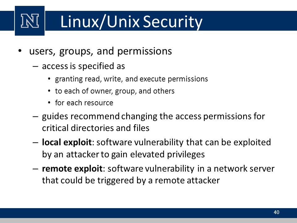Linux/Unix Security users, groups, and permissions